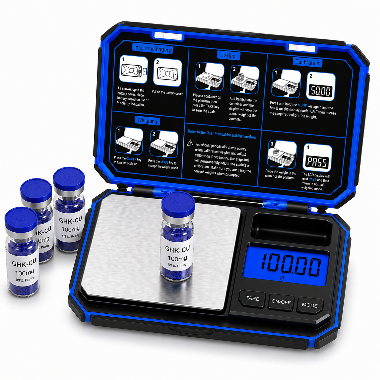 Digital Pocket Scale, 200g x 0.01g, High-Precision Gram Scale with 50g Calibration Weight, 6 Units, for Powder, Supplements, Jewelry
