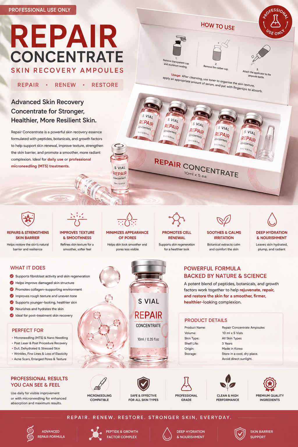 ✨rh-Oligopeptide-1 EGF Skin Recovery Complex Ampoule Korean Beauty Set