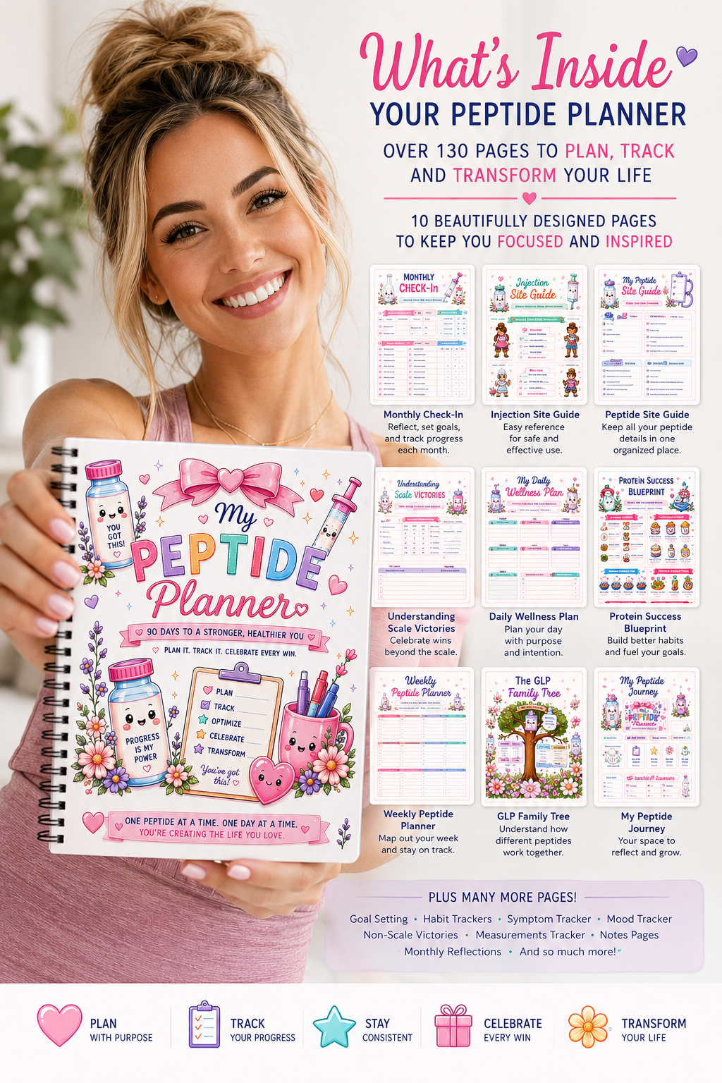 90 Day Beginner Peptide Guide & Planner for Women: GLPs & More