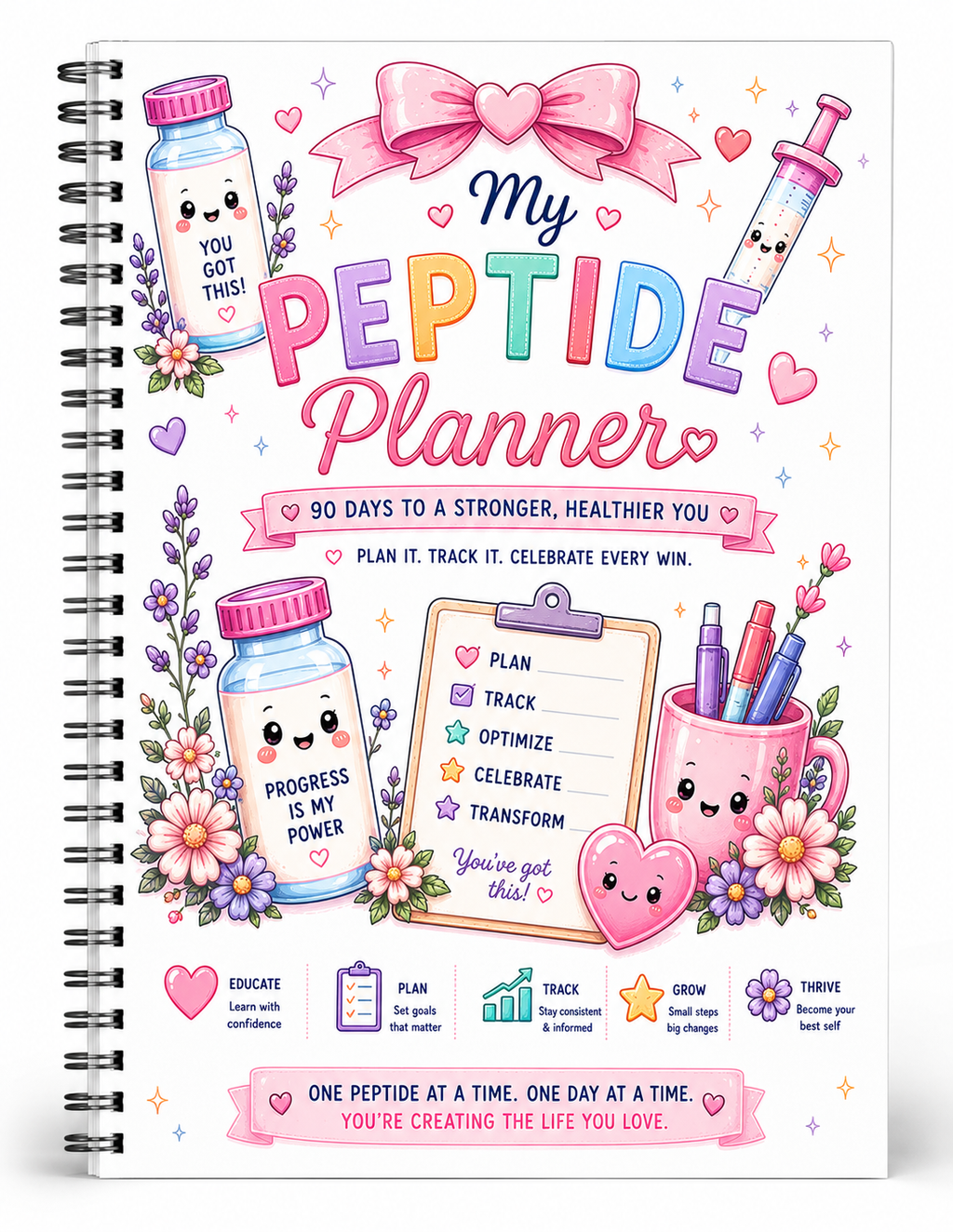 90 Day Beginner Peptide Guide & Planner for Women: GLPs & More
