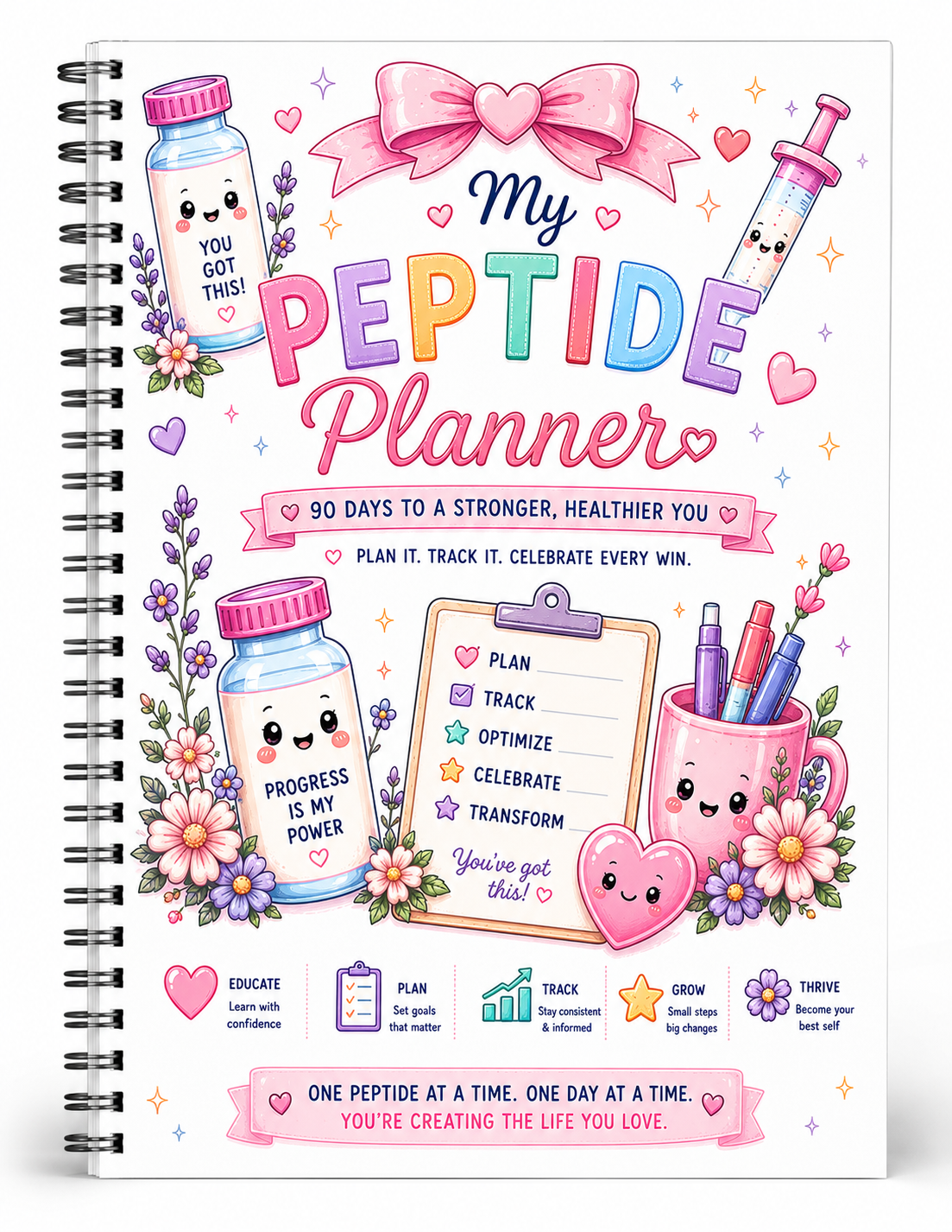 90 Day Beginner Peptide Guide & Planner for Women: GLPs & More